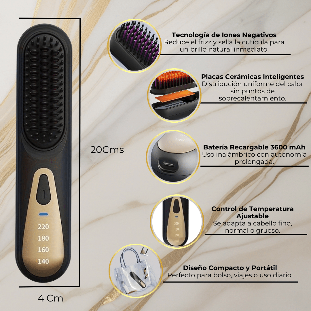 LisoGo Pro™ – Cepillo Alisador Portátil Recargable - Luce Bella