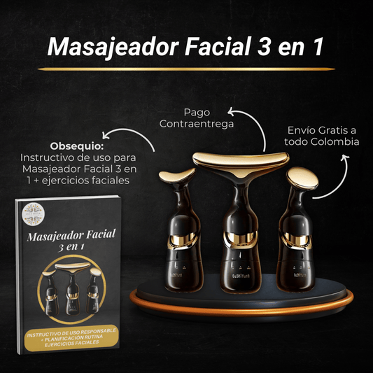 Masajeador Facial 3 en 1 - Rejuvenece Tu Piel en Minutos - Luce Bella